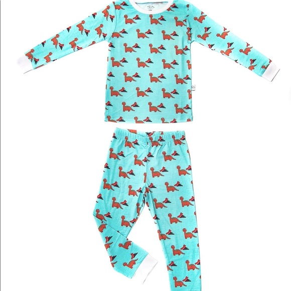 Dinosaurs long sleeves bamboo cotton pajamas set - Picture 2 of 3